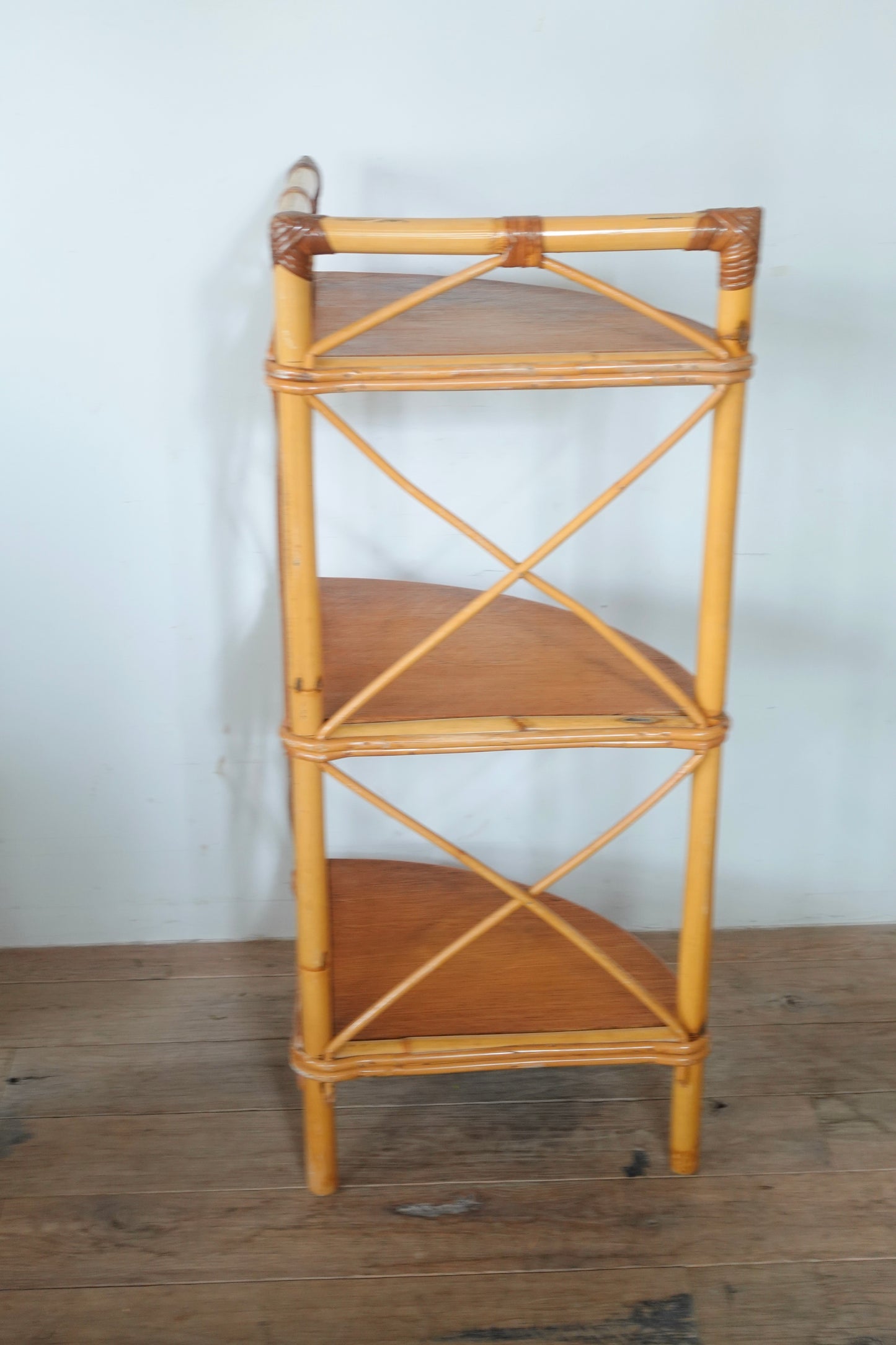 Vintage Rattan Corner Shelf 202503114