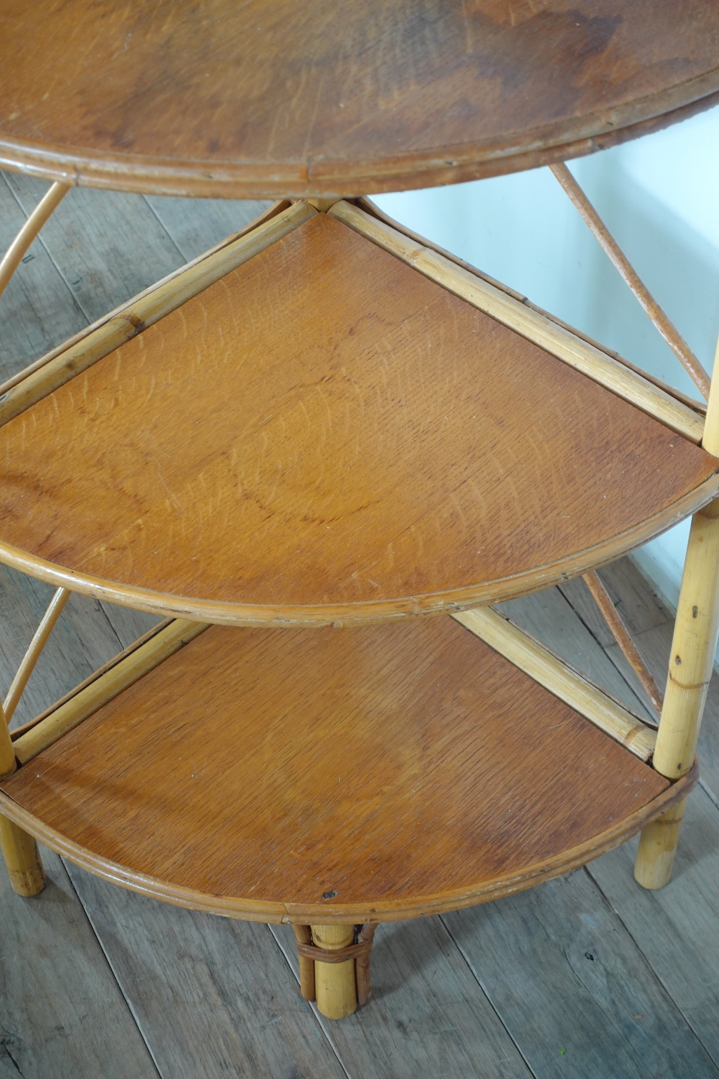 Vintage Rattan Corner Shelf 202503114