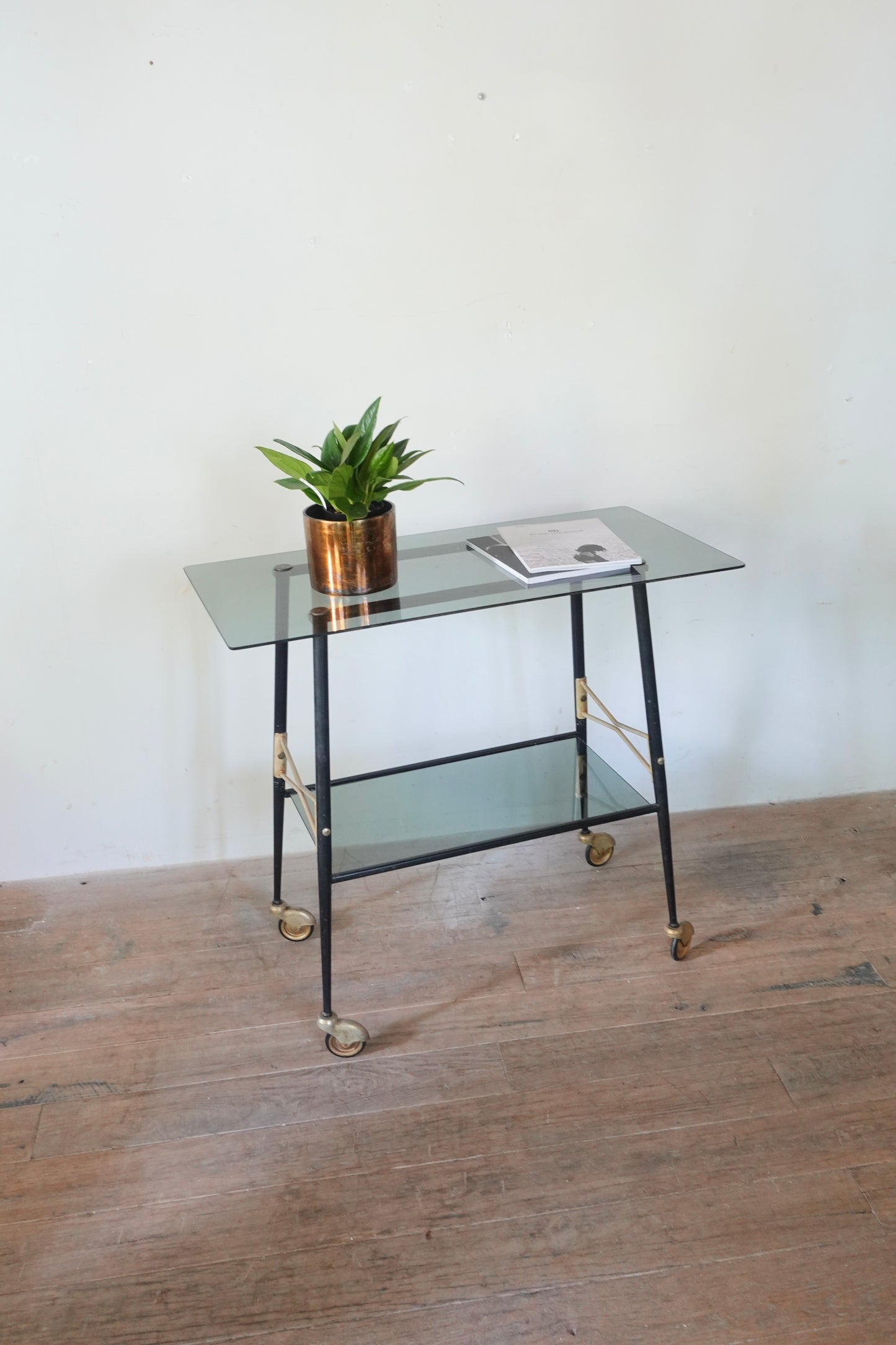Vintage Glass Rolling Table 202504285