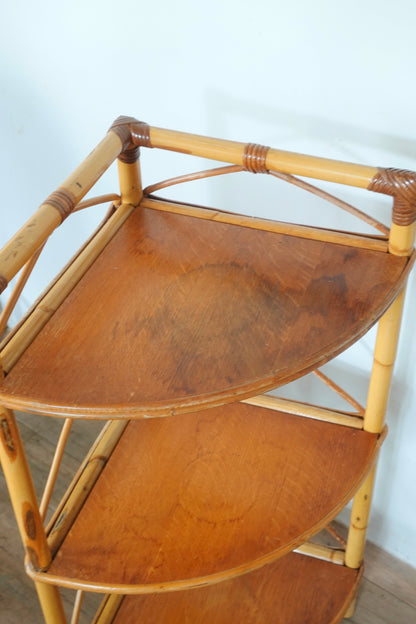 Vintage Rattan Corner Shelf 202503114