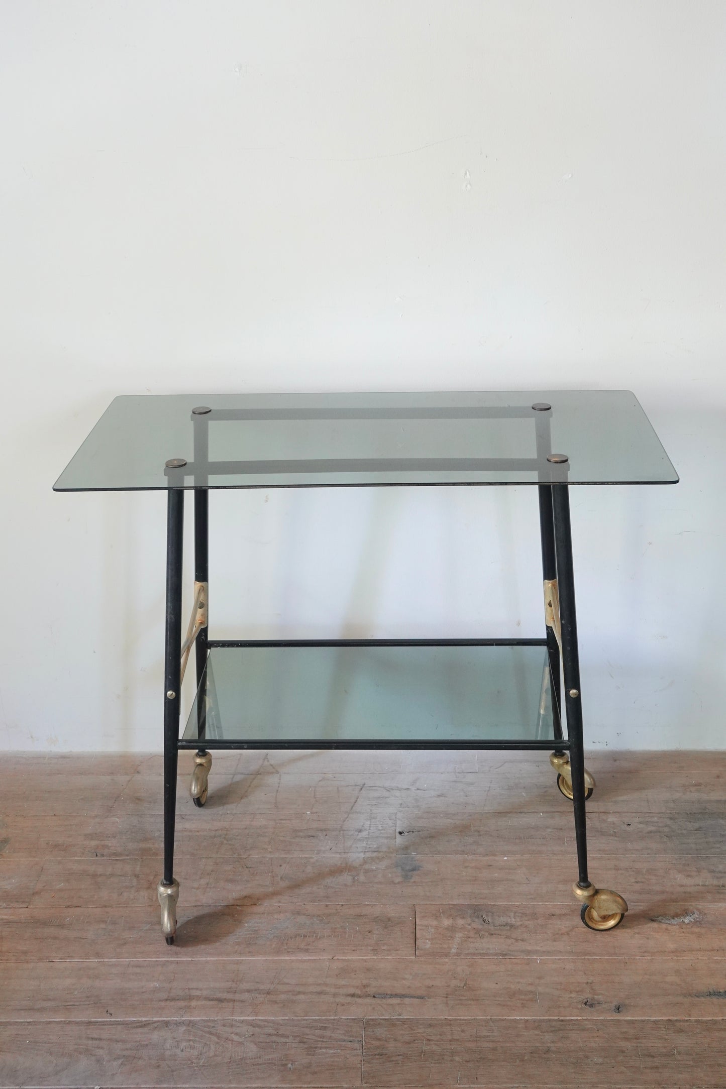 Vintage Glass Rolling Table 202504285